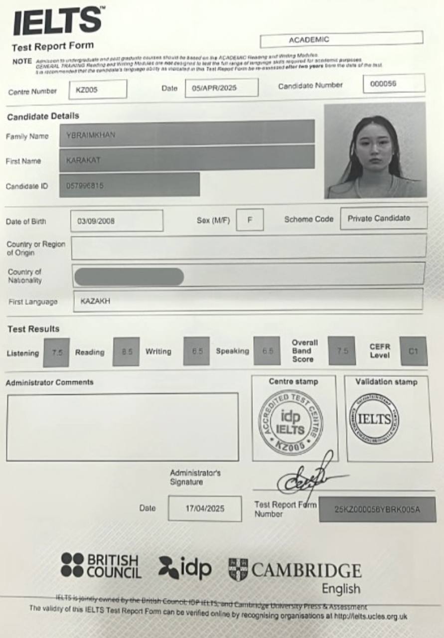 Результат IELTS 4